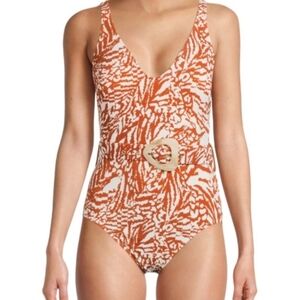 Time And Tru High Leg One Piece Swimsuit  Large